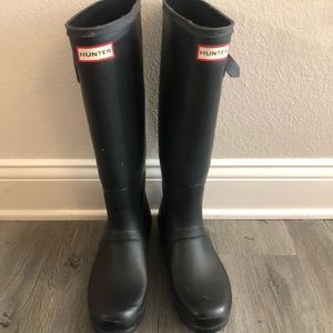 Tall Matte Black Hunter Boots Rain-boots Size 10